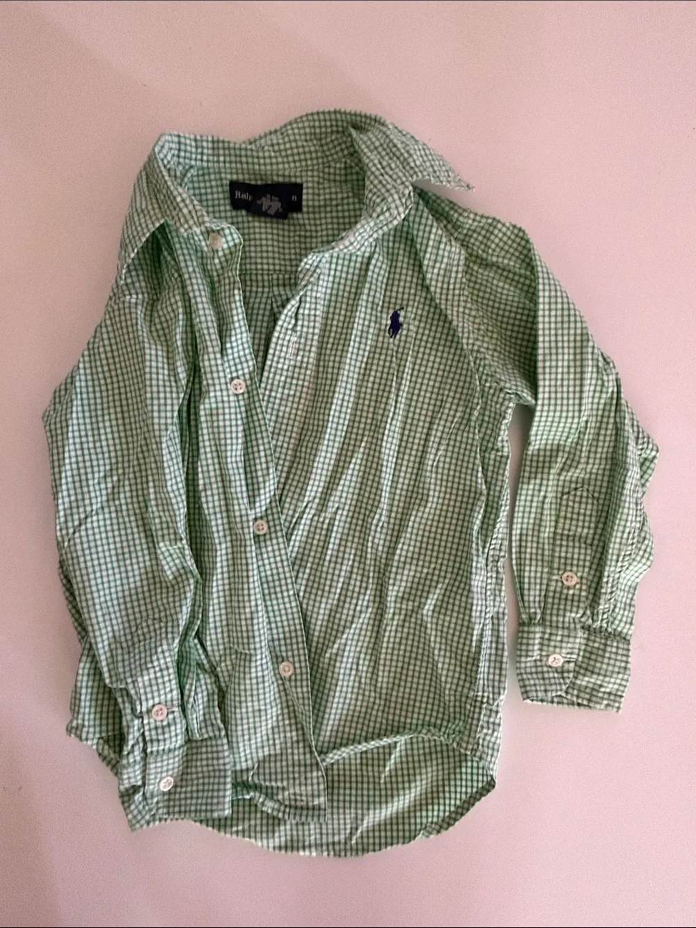 Ralph Lauren Light Green Gingham Button-Down Shirt